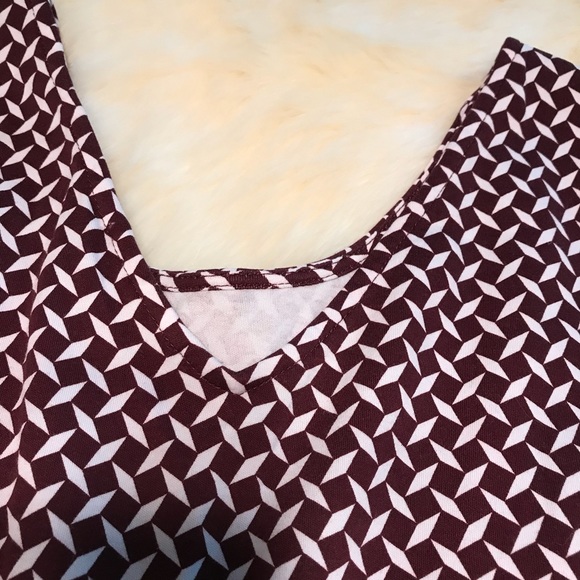 New York & Co. Burgundy Geometric Print Dress - Picture 7 of 8